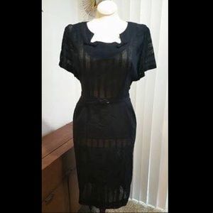 Vintage 40's Black Sheer Seamed Dress with Jacket